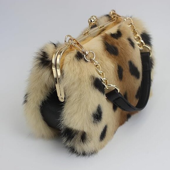 Neiman Marcus Elegant Golden Cheetah Print Handbag - Picture 2 of 7